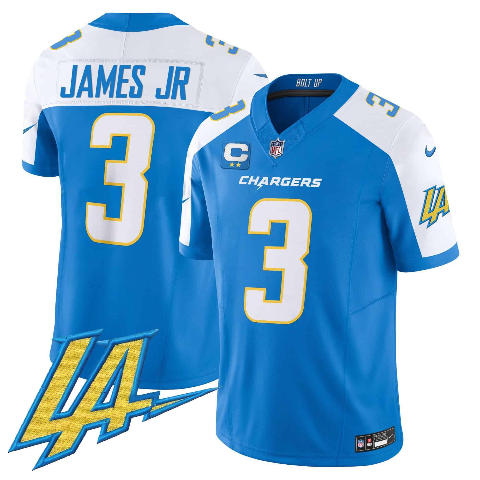 Men Los Angeles Chargers #3 James jr Light Blue 2024 Nike Vapor Limited NFL Jersey